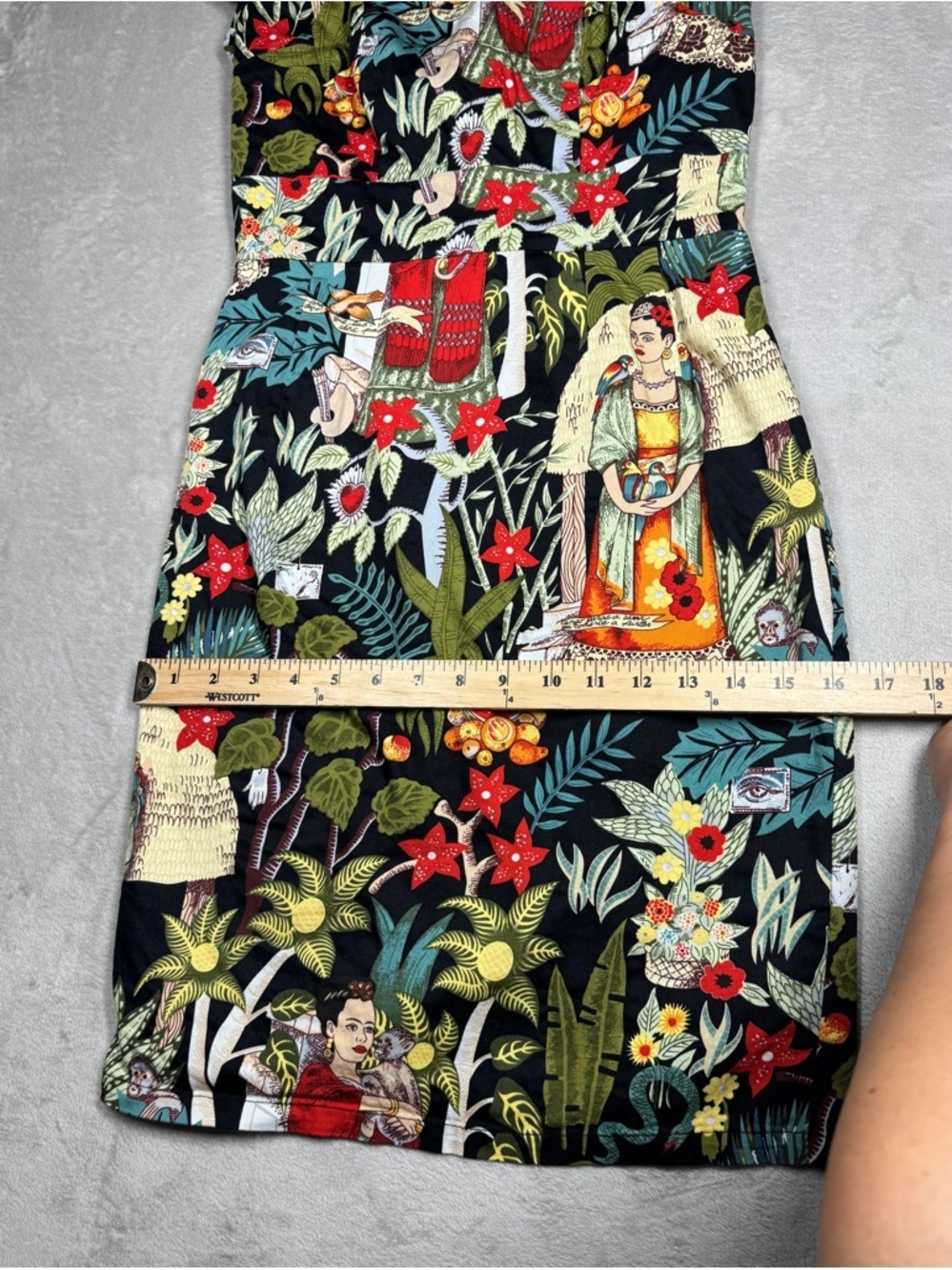 Grace Karin Frida Kahlo Tropical Floral Retro Rockabilly Black Red Dress Size S - Picture 7 of 16
